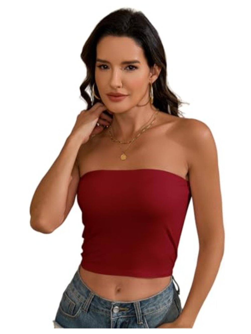 Strapless Tube Top Backless Double Lined Bandeau Crop Top